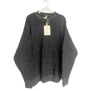 Roundtree & Yorke Urban Renewal Ramie Cotton Blend Sweater Square Plaid Large